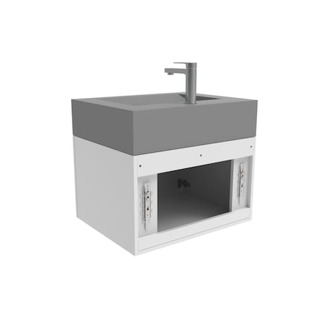 Castello Usa Nile 24-inch White Vanity Set with Gray Top and Chrome Handles CB-MC-24W-CHR-2053-GR